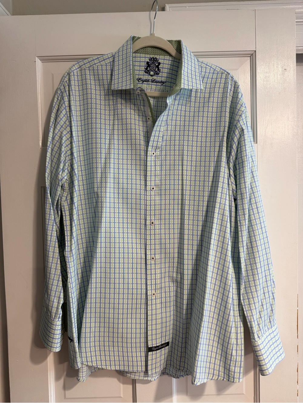 English Laundry Green & Blue Checked Dress Shirt